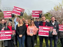 Ellie Reeves campaigning with Labour candidate Helen Godwin and members in the West of England. Photo: Labour
